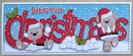 Large Dl Baby's 1st Christmas Livvy Bear 3D Decoupage by Linda Short