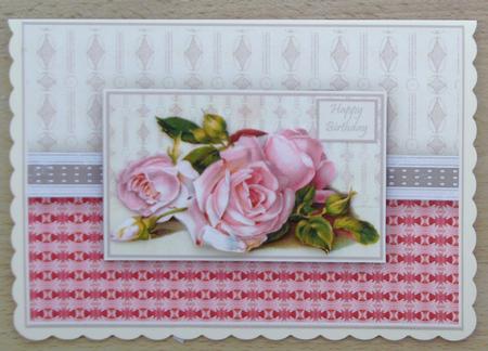 Pink Victorian Roses Quick Card by Linda Short