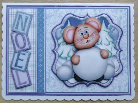 Mouse & Snowball Christmas Card Topper & Decoupage by Linda Short