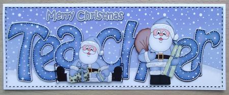 Large Dl Xmas Teacher Santa 3D Decoupage by Linda Short