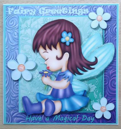 Cute Litttle Fairy in Blue Dress 8x8 Mini Kit by Linda Short
