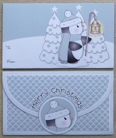 Penguin with Lantern Christmas Money Wallet by Linda Short