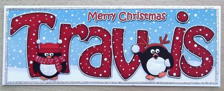 Large Dl Xmas Travis Penguins 3D Decoupage by Linda Short