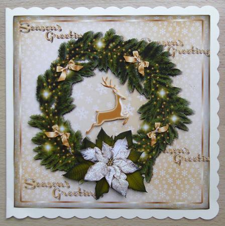 Christmas Wreath with White Pointsettia by Linda Short