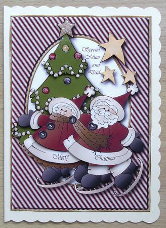 Skating Santa Couple Card Topper by Linda Short