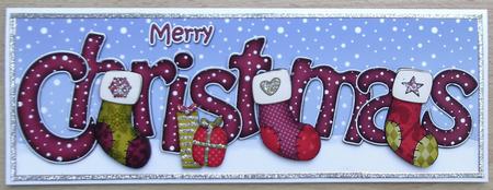 Large Dl Christmas Stockings Quick Card 3D Decoupage by Linda Short