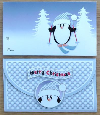 Skiing Penguin Christmas Money Wallet by Linda Short