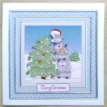 Happy Feet at Christmas 7x7ins Card Front by Linda Short