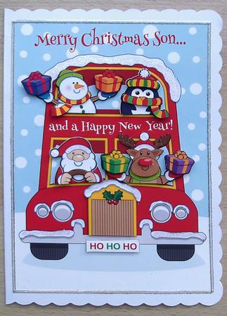 Merry Christmas Son Festive Yule Bus by Linda Short