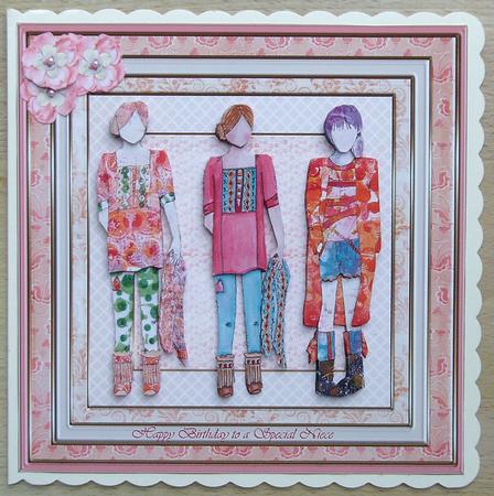 Girls Together 7.5ins Square Decoupage Mini Kit by Linda Short