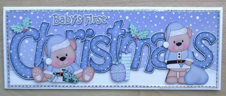Large Dl Baby's 1st Christmas Livvy Bear 3D Decoupage by Linda Short