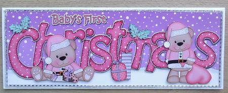Large Dl Baby's 1st Christmas Livvy Bear 3D Decoupage by Linda Short