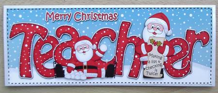 Large Dl Xmas Teacher Santa 3D Decoupage by Linda Short