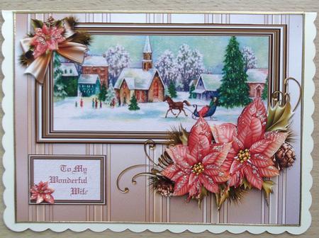 Vintage Christmas Scene with Poinsettia Mini Kit by Linda Short