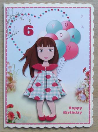 Sweet Little Brithday Girl Card Front and Decoupage by Linda Short