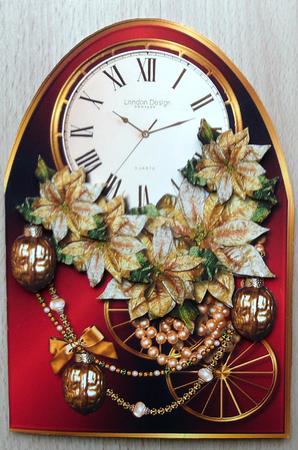 Clock Card Christmas Poinsettias by Linda Short