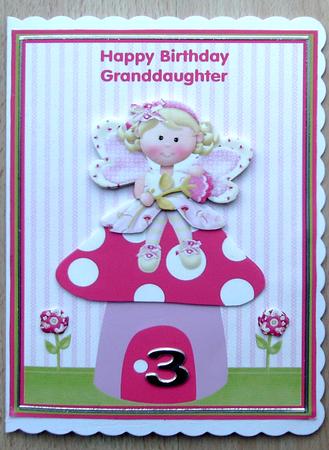 Fairy & Toadstool Birthday Topper & Decoupage Granddaughter by Linda Short