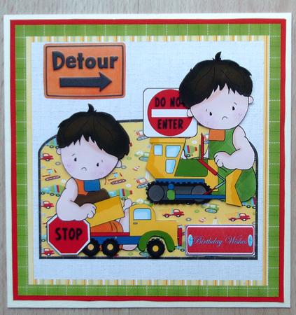 Roadworks Card with Decoupage by Linda Short