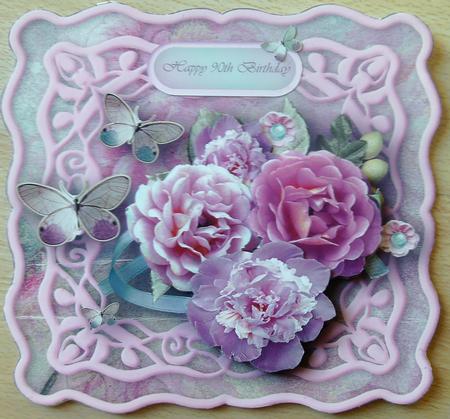 Pink Posy Wavy Edge Card Mini Kit by Linda Short