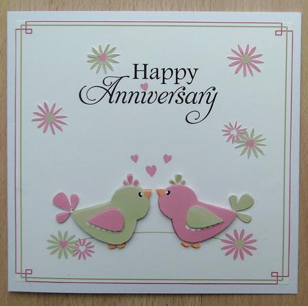 Love Birds Happy Anniversary Card by Linda Short
