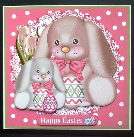 Cute Easter Puppies with Eggs Quick Card by Linda Short