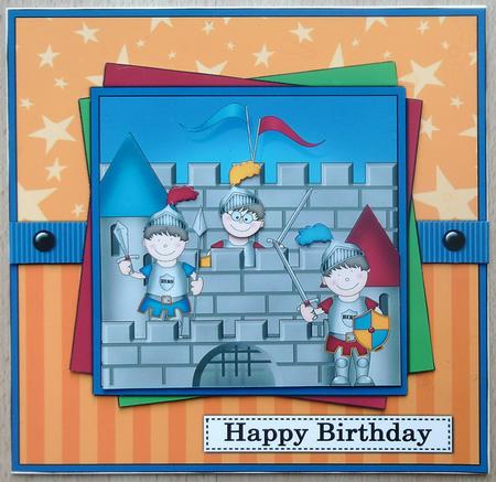 8 x 8 Boriz the Knight Birthday Scalloped Corner Topper by Linda Short