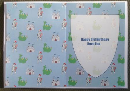 Birthday Knight Castle and Dragon A5 Insert by Linda Short