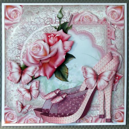 Beautiful Butterfly Lace Shoes Card Front Kit by Linda Short