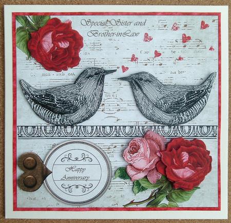 Vintage Birds in Love Kit ? Pink and Red Roses by Linda Short