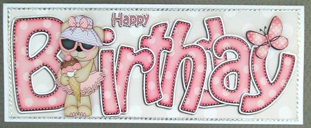 Large Dl Birthday Livvy Bear Card & 3D Decoupage by Linda Short