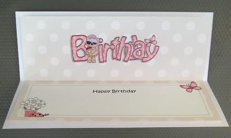 Birthday Livvy Bear Large Dl Matching Insert by Linda Short
