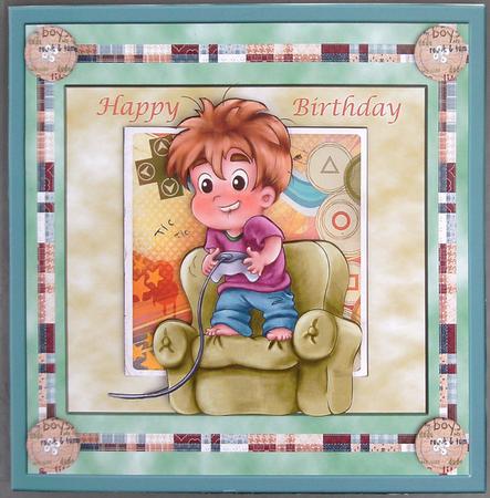 Video Games Boy Card with a Topper by Linda Short