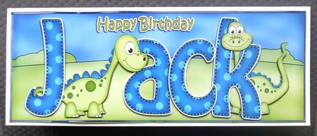 Large Dl Birthday Jack Denis Dinosaur Card & 3D Decoupage by Linda Short