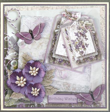 Violets and Butterfly Mini Kit Card by Linda Short