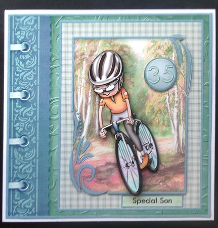 Cyclist in Woods 8x8 Mini Kit Ages & Decoupage by Linda Short