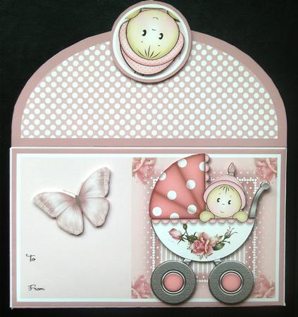 Baby Girl in Pram Money Wallet by Linda Short