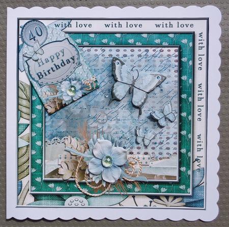 Cardtopper with Inlet Blue Blooming 242 by Linda Short