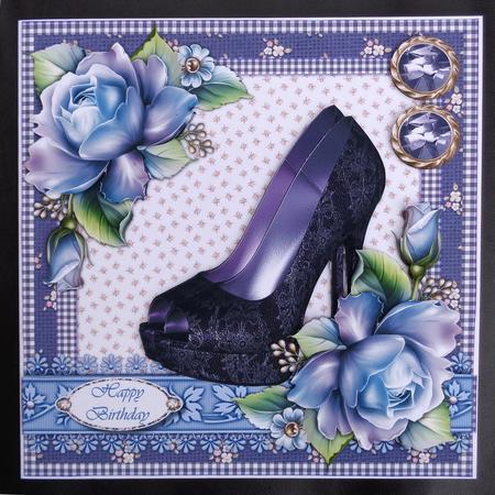 Dark Lace Shoes & Roses Quick Card by Linda Short