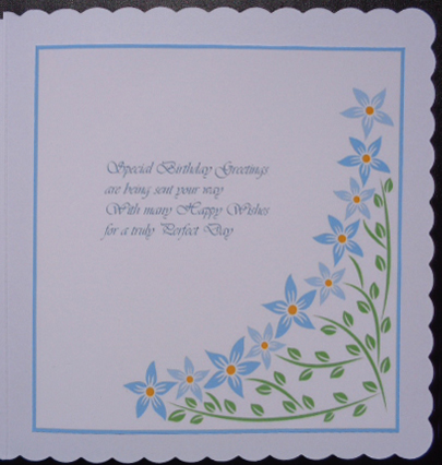 Flowered Corner Blue Insert 8x8 by Linda Short