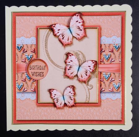 Cardtopper in Love with Butterflies Coralle 272 by Linda Short