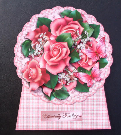 Mini Kit Round Topper Pink Roses & Butterflies by Linda Short