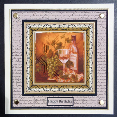 White Wine and Grapes 7x7 Card with Insert by Linda Short