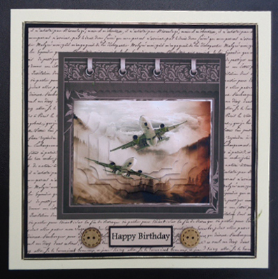 Aeroplanes in Flight Card with Decoupage by Linda Short
