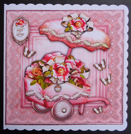 Vintage Garden Cart with Roses by Linda Short