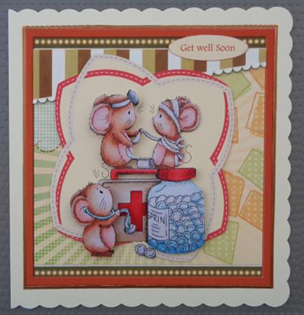 Get Well Mice 7x7 Card Mini Kit by Linda Short