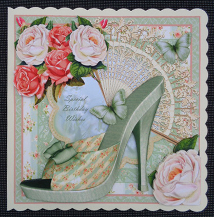 The Green Rose Shoes Topper 8x8 by Linda Short