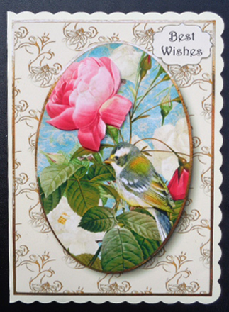 Beautiful Bird & Vintage Roses by Linda Short