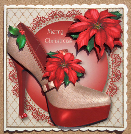 The Red Poinsettia Christmas Shoe by Linda Short