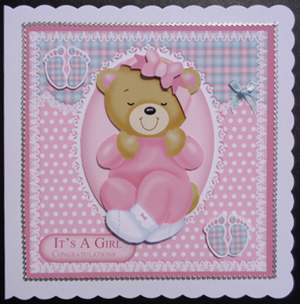 Baby Girl Single Sheet Quick Cute Card by Linda Short