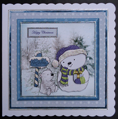 Which Way to the North Pole 7x7 Card with Decoupage by Linda Short